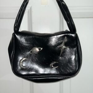 SHEIN Black and Silver Shoulder Bag with Minimalist Design